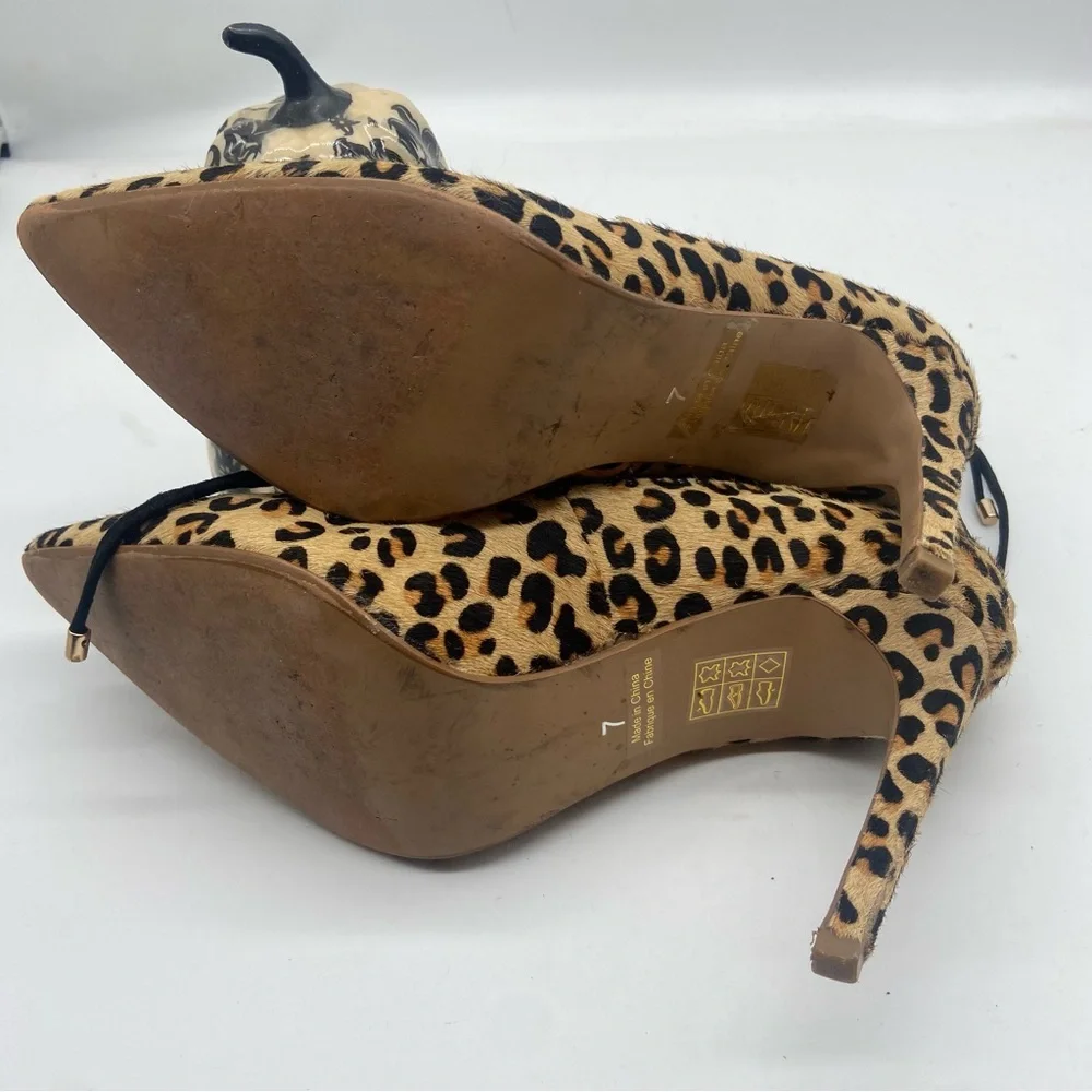 Jeffrey Campbell‎ x Free People Hierro Lace Up Heels Brown Leopard Sz 7